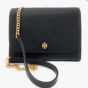 BRAND NEW Tory Burch Black Emerson Crossbody Bag with Gold Hardware